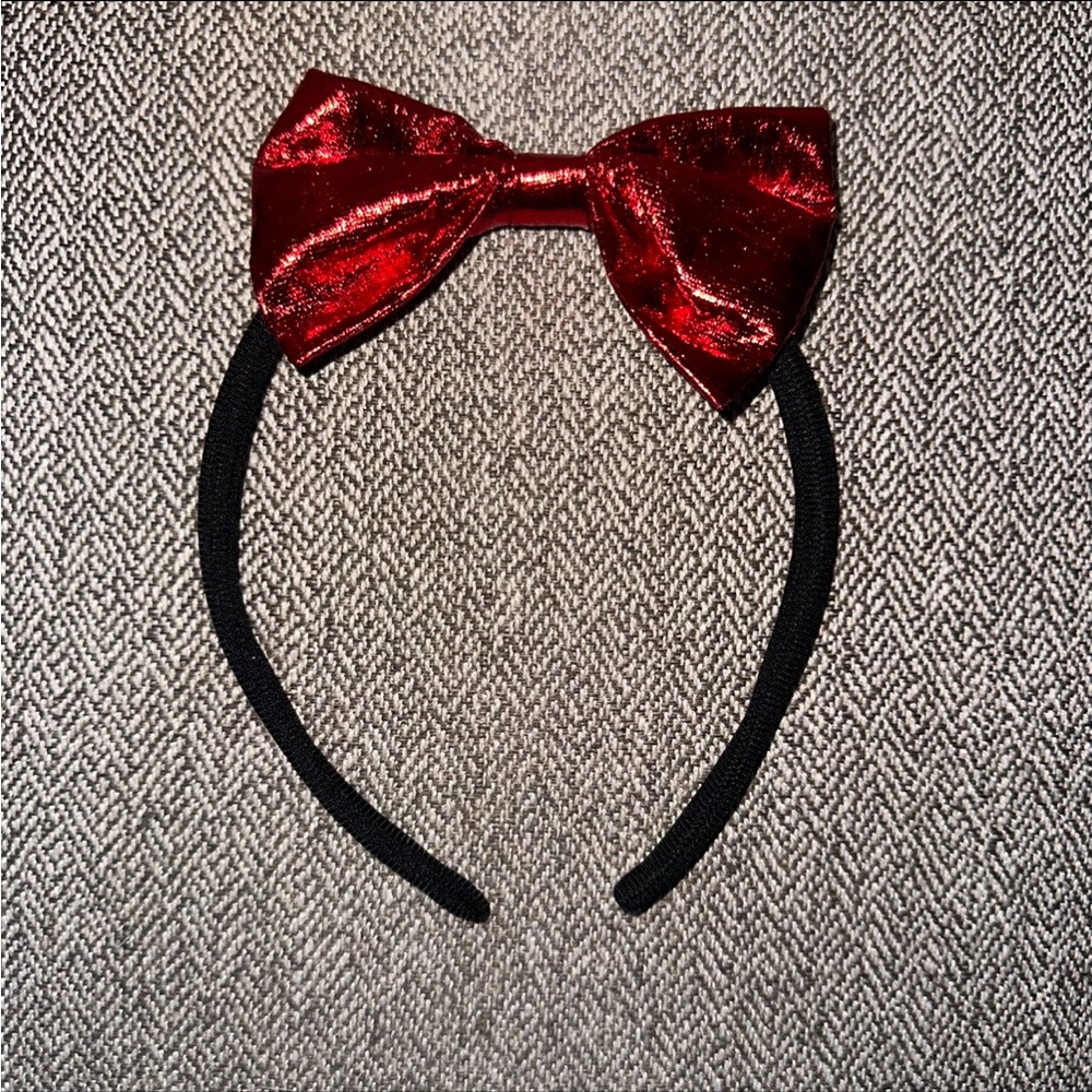 Build-A-Bear Workshop Black Headband with Red Sparkle Bow BABW build a bear